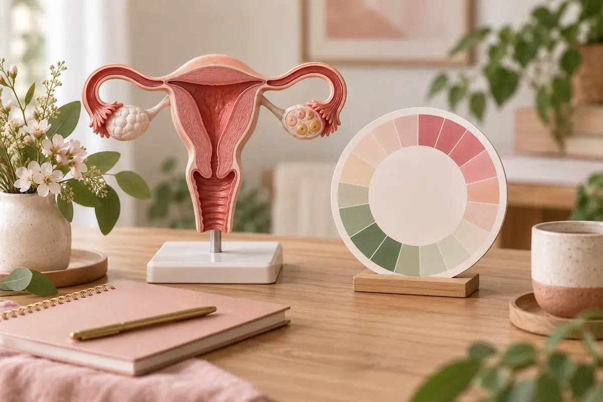 Module 1 – Cycle menstruel
Maquette anatomique de l’utérus accompagnée d’une représentation circulaire des différentes phases du cycle menstruel.